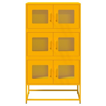 vidaXL Highboard Μουστάρδα κίτρινη 68x39x123cm Χάλυβας 1 τεμ.