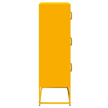 vidaXL Highboard Μουστάρδα κίτρινη 68x39x123cm Χάλυβας 1 τεμ.