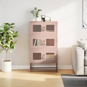 vidaXL Highboard Ροζ 68x39x123cm Ατσάλι 1 τεμ.