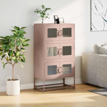 vidaXL Highboard Ροζ 68x39x123cm Ατσάλι 1 τεμ.