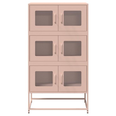 vidaXL Highboard Ροζ 68x39x123cm Ατσάλι 1 τεμ.