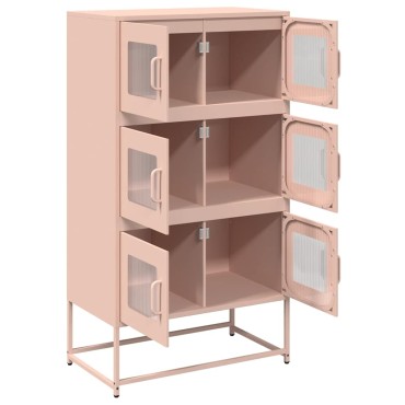 vidaXL Highboard Ροζ 68x39x123cm Ατσάλι 1 τεμ.