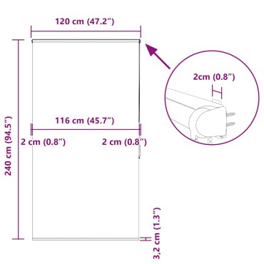 vidaXL Κουρτίνα Μπάνιου Ρολό κασέτα 120x240εκ. Πλάτος υφάσματος 116εκ.