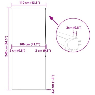 vidaXL Κουρτίνα Μπάνιου Ρολό κασέτα 110x240εκ. Πλάτος υφάσματος 106εκ.
