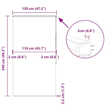 vidaXL Κουρτίνα Μπάνιου Ρολό κασέτα 120x240εκ. Πλάτος υφάσματος 116εκ.