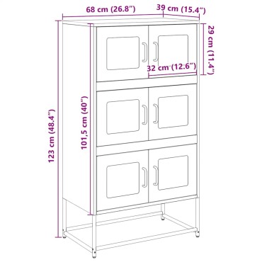vidaXL Highboard Ανθρακί 68x39x123cm Χάλυβας 1 τεμ.