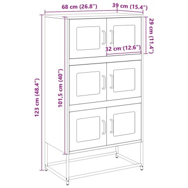 vidaXL Highboard Μαύρο 68x39x123cm Χάλυβας 1 τεμ.