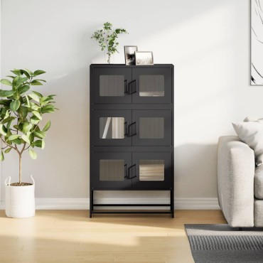vidaXL Highboard Μαύρο 68x39x123cm Χάλυβας 1 τεμ.