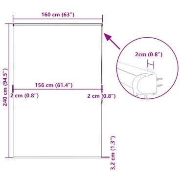 vidaXL Κουρτίνα Μπάνιου Ρολό κασέτα 160x240εκ. Πλάτος υφάσματος 156εκ.