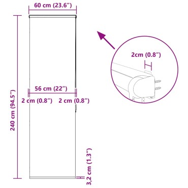 vidaXL Κουρτίνα Μπάνιου Ρολό κασέτα 60x240εκ. Πλάτος υφάσματος 56εκ.