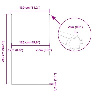 vidaXL Κουρτίνα Μπάνιου Ρολό κασέτα 130x240εκ. Πλάτος υφάσματος 126εκ.