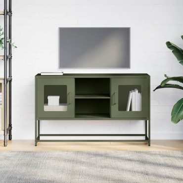 vidaXL Έπιπλο Τηλεόρασης Πράσινο Λαδί 100,5x39x60,5cm από Ατσάλι