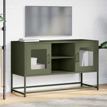 vidaXL Έπιπλο Τηλεόρασης Πράσινο Λαδί 100,5x39x60,5cm από Ατσάλι