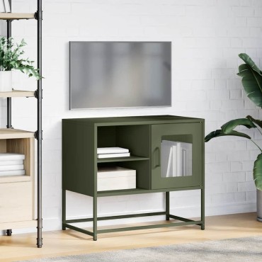 vidaXL Έπιπλο Τηλεόρασης Πράσινο Λαδί 68,5x39x60,5cm από Ατσάλι