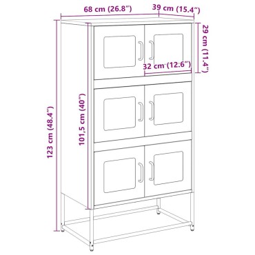 vidaXL Highboard Λευκό 68x39x123cm Ατσάλι 1 τεμ.