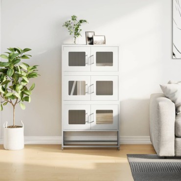 vidaXL Highboard Λευκό 68x39x123cm Ατσάλι 1 τεμ.