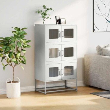 vidaXL Highboard Λευκό 68x39x123cm Ατσάλι 1 τεμ.