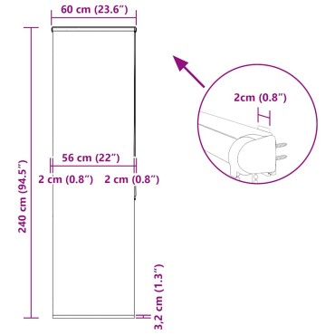vidaXL Κουρτίνα Μπάνιου Ρολό κασέτα 60x240εκ. Πλάτος υφάσματος 56εκ.