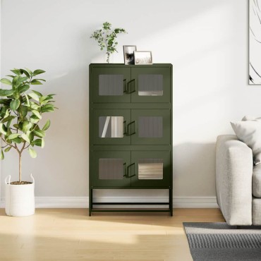 vidaXL Highboard Ελαιοπράσινο 68x39x123cm Ατσάλι 1 τεμ.