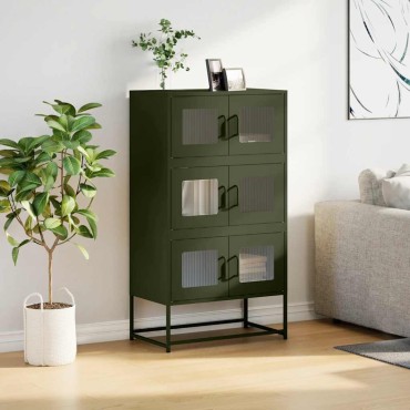 vidaXL Highboard Ελαιοπράσινο 68x39x123cm Ατσάλι 1 τεμ.
