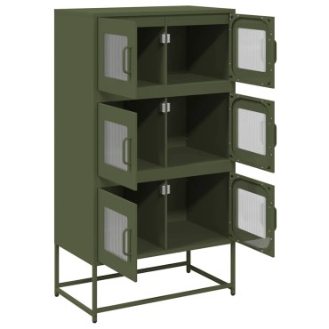 vidaXL Highboard Ελαιοπράσινο 68x39x123cm Ατσάλι 1 τεμ.