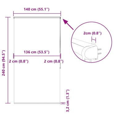 vidaXL Κουρτίνα Μπάνιου Ρολό κασέτα 140x240εκ. Πλάτος υφάσματος 136εκ.