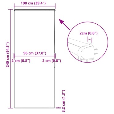 vidaXL Κουρτίνα Μπάνιου Ρολό κασέτα 100x240εκ. Πλάτος υφάσματος 96εκ.