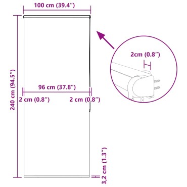 vidaXL Κουρτίνα Μπάνιου Ρολό κασέτα 100x240εκ. Πλάτος υφάσματος 96εκ.