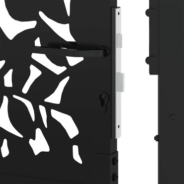 vidaXL Πύλη κήπου Μαύρη 105x106 cm Σχεδιασμός φύλλων χάλυβα