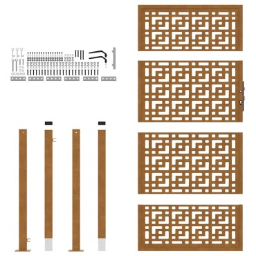 vidaXL Πύλη κήπου 105x180 cm Σταυρός σχεδιασμού από διαβρωμένο χάλυβα
