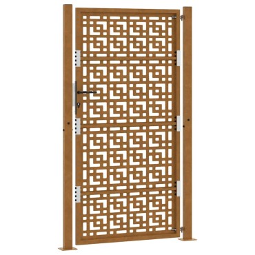 vidaXL Πύλη κήπου 105x180 cm Σταυρός σχεδιασμού από διαβρωμένο χάλυβα