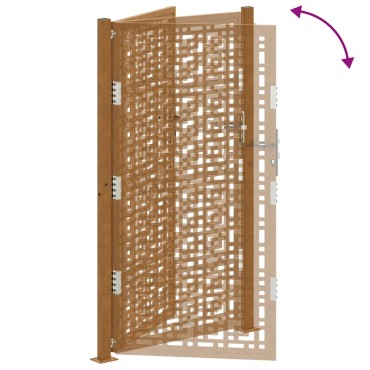 vidaXL Πύλη κήπου 105x180 cm Σταυρός σχεδιασμού από διαβρωμένο χάλυβα