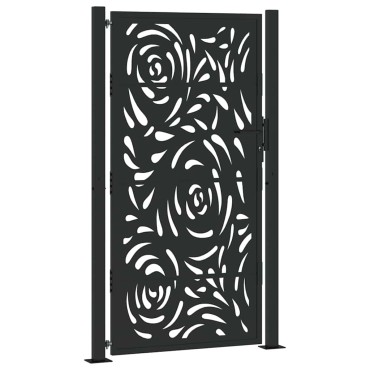 vidaXL Πύλη κήπου Μαύρη 105x180 cm Ατσάλινη φλόγα σχεδιασμού