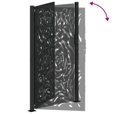 vidaXL Πύλη κήπου Μαύρη 105x180 cm Ατσάλινη φλόγα σχεδιασμού