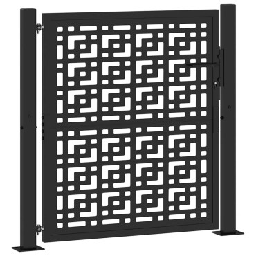 vidaXL Πύλη κήπου Μαύρη 105x106 cm Ατσάλινος σταυρός σχεδιασμού