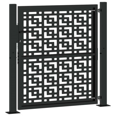 vidaXL Πύλη κήπου Μαύρη 105x106 cm Ατσάλινος σταυρός σχεδιασμού
