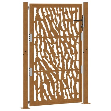 vidaXL Πύλη κήπου 105x155 cm από διαβρωμένο χάλυβα με σχέδιο ίχνος