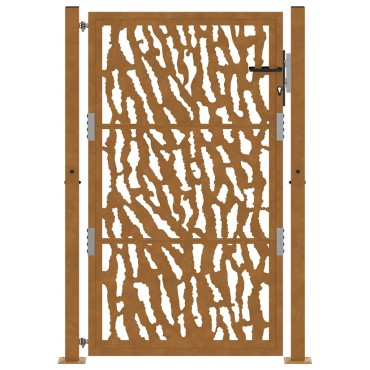 vidaXL Πύλη κήπου 105x155 cm από διαβρωμένο χάλυβα με σχέδιο ίχνος
