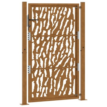 vidaXL Πύλη κήπου 105x155 cm από διαβρωμένο χάλυβα με σχέδιο ίχνος