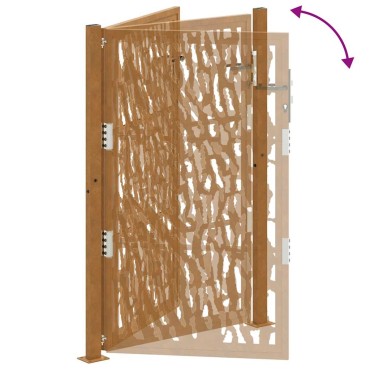 vidaXL Πύλη κήπου 105x155 cm από διαβρωμένο χάλυβα με σχέδιο ίχνος