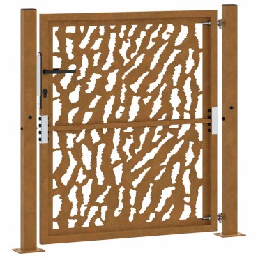 vidaXL Πύλη κήπου 105x105 cm από διαβρωμένο χάλυβα με σχέδιο ίχνος