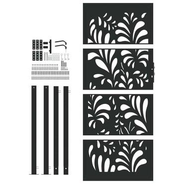 vidaXL Πύλη κήπου Μαύρη 105x205 cm Ατσάλινο σχέδιο κύματος