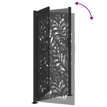 vidaXL Πύλη κήπου Μαύρη 105x205 cm Ατσάλινο σχέδιο κύματος