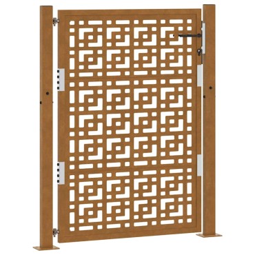 vidaXL Πύλη κήπου 105x130 cm Σταυρός σχεδιασμού από διαβρωμένο χάλυβα