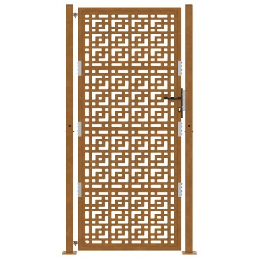 vidaXL Πύλη κήπου 105x130 cm Σταυρός σχεδιασμού από διαβρωμένο χάλυβα