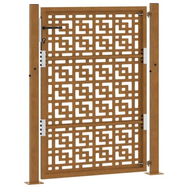 vidaXL Πύλη κήπου 105x130 cm Σταυρός σχεδιασμού από διαβρωμένο χάλυβα