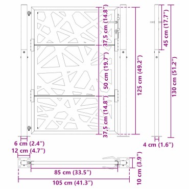 vidaXL Πύλη κήπου 105x130 cm από χάλυβα καιρικές συνθήκες Light Design