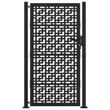 vidaXL Πύλη κήπου Μαύρη 105x180 cm Ατσάλινος σταυρός σχεδιασμού