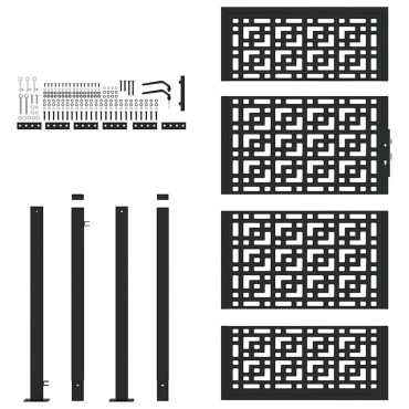 vidaXL Πύλη κήπου Μαύρη 105x180 cm Ατσάλινος σταυρός σχεδιασμού