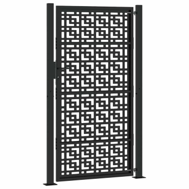 vidaXL Πύλη κήπου Μαύρη 105x180 cm Ατσάλινος σταυρός σχεδιασμού